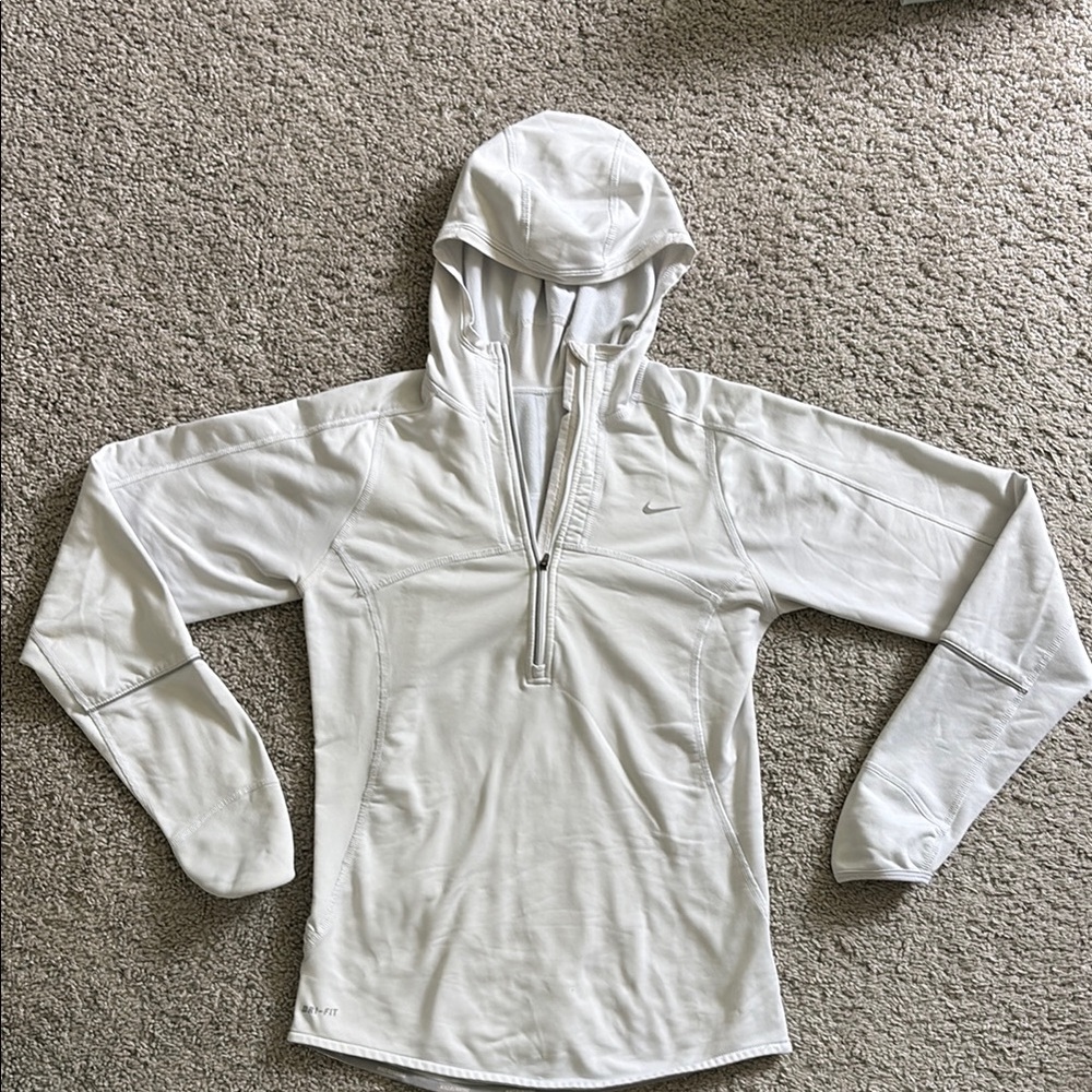 Nike White Zip-Up Hoodie